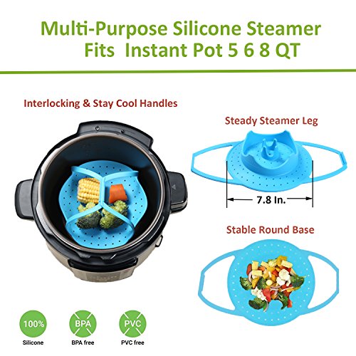 Egg Bites Molds for Instant Pot Accessories by ULEE - Together with a Silicone Steamer Basket - Fits Instant Pot 5/6/8 qt Pressure Cooker (Blue) - Thumbnail 2