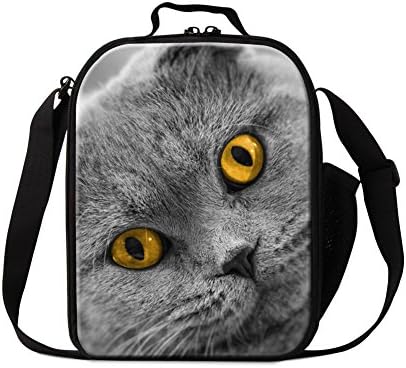 Generic 3D Cat Face Print Insulated Lunch Bags For Kids Animal Pattern Lightweight Lunch Box Cooler Bag