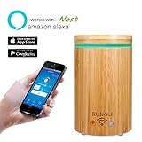 RUNGLI Bamboo Smart Essential Oil Diffuser Ultrasonic Aromatherapy Humidifier Cool Mist, APP Voice Control Work with Alexa Echo