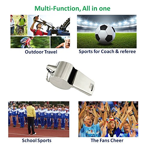 Giveet Metal Whistle with Lanyard, Stainless Steel and Durable, Extra loud Referee Coach Whistles for Football, Basketball, Soccer, School, Lifeguard Emergency, Pack of 6 PCS - Thumbnail 4