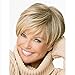 JYWIGS 12'' Blonde Short Wig for Women Multicolor Synthetic Fiber Side Swept Full Bangs Wig Cap Hairnets Gift