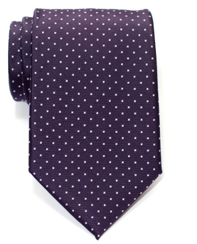 Retreez Pin Dots Woven Microfiber Men's Tie - Purple with White Pin Dots