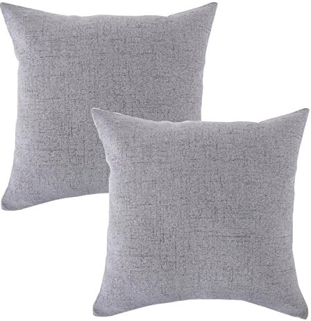 CHANODUG Linen Pillow Covers 20 x 20 Inch Sets of 2 Grey Decorative Square Throw Pillow Cover Cushion Case Sofa Durable Modern Stylish Linen Grey Throw Cushion Covers Hidden Zipper