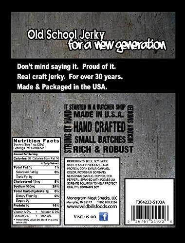 Wild Bill's 3oz Hickory Smoked Beef Jerky Packs (4 re-sealable 3oz beef jerky packs per bag)