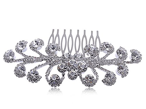 Alilang Elegant Daisy Flower Burst Clear Bridal Crystal Rhinestone Head Piece Hair Comb