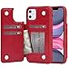 Arae Compatible for iPhone 11 Case with Card Holder - Wallet Case with PU Leather Card Pockets Back Flip Cover for iPhone 11 6.1 inch - Wine red