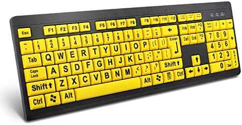 BOOGIIO Large Print Computer Keyboard, Wired USB High Contrast Keyboard with Oversized Print Letters for Visually Impaired Low Vision Individuals (Yellow+Black)