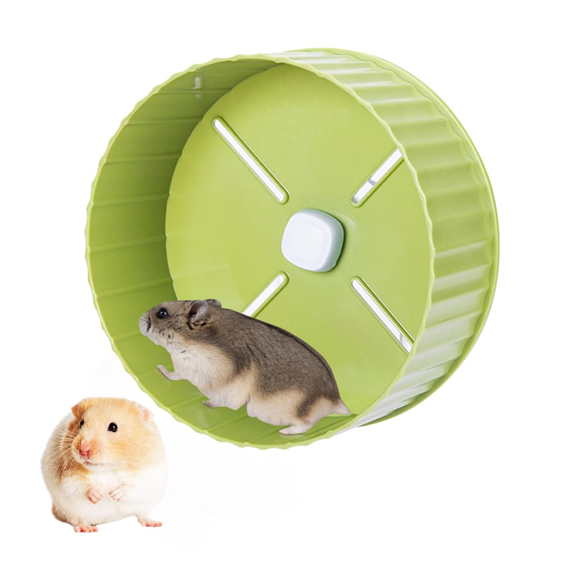 HyzaPhix Silent Hamster Exercise Wheel, Hamster Running Wheel Silent Spinner for Hamsters Gerbils Mice Or Other Small Animals (GREEN)