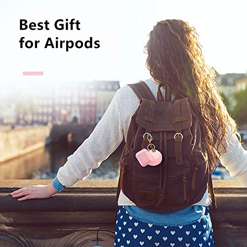 Airpods Case - BlUEWIND Drop Proof Air Pods Protective Case Cover Silicone Skin for Apple Airpods 2 & 1 Charging Case, Cute Fur Ball Airpod Keychain/Strap, Pink
