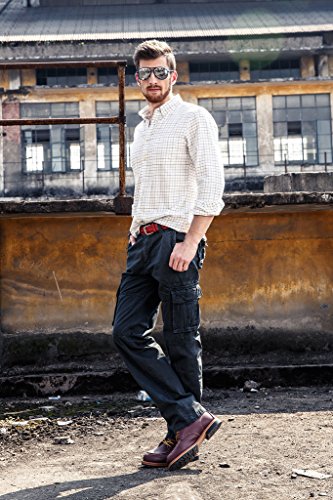 INFLATION Confortable Cargo Pants Work Trousers Combat Pants for Mens Dark Gray Cargo Pants Size 31