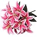 Artfen Artificial Lily 10 Heads Fake Lily Artificial Flower Wedding Party Decor Bouquet Home Hotel Office Garden Craft Art Decor Rose Red