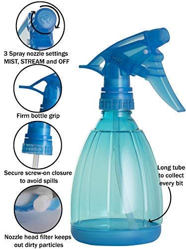 Empty Spray Bottles - 12 Oz Refillable Sprayer - pack of 3 - for Essential Oil, Water, Kitchen, Bath, Beauty, Hair, and Cleaning - Durable Trigger Sprayer with Mist & Stream Modes
