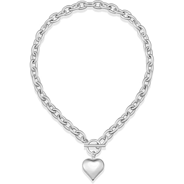 10K Gold Diamond Heart Anchor Pendant Necklace – 0.11cttw, 18 Inch Chain
