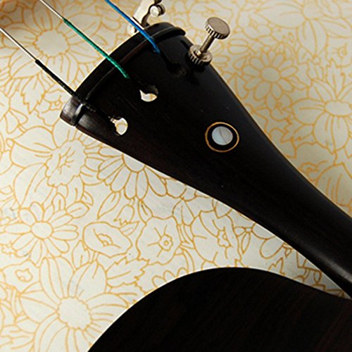 Kinglos 4/4 White Yellow Flowers Colored Ebony Fitted Solid Wood Violin Kit with Case, Shoulder Rest, Bow, Rosin, Extra Bridge and Strings Full Size (HB1304) - Thumbnail 4