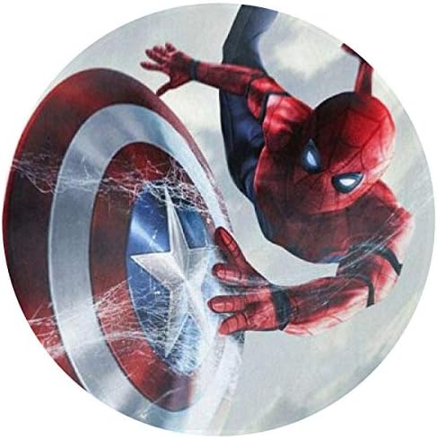 Duwamesva Spiderman Captain America Art Deco Modern Flannel Microfiber Non-Slip Round Area Rug Living Room Study Floor Mat