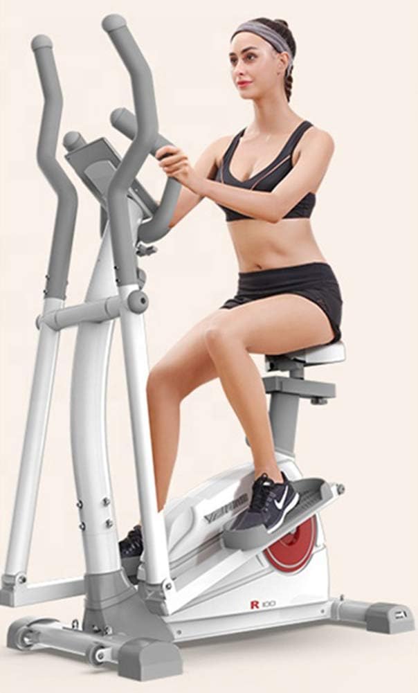 YUMO 2020 Electromagnetic Elliptical Machine, Spinning Treadmill Cross Elliptical Training Machine, 3-In-1 Aerobic Home Office Fitness Exercise Machine with Seat