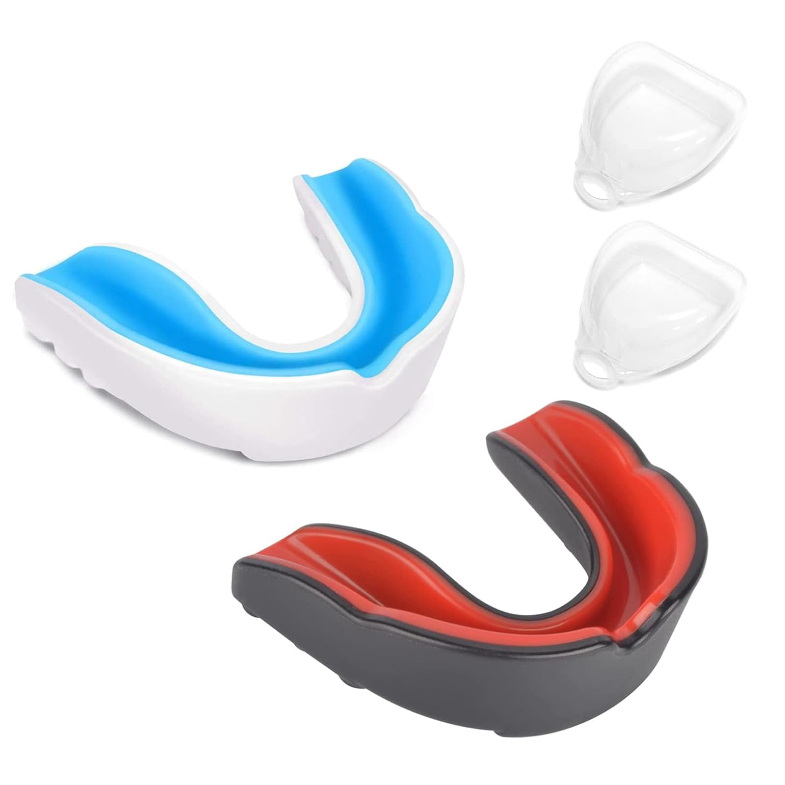 KASESSS 2 Pcs Junior Gum Shield Adult, Mouth Guard Boxing Mouthguard Rugby with Transparent Case, Mouldable Gumshield for Hockey, Judo, Karate, Martial Arts, Football, Contact Sports(12+ Years Old)