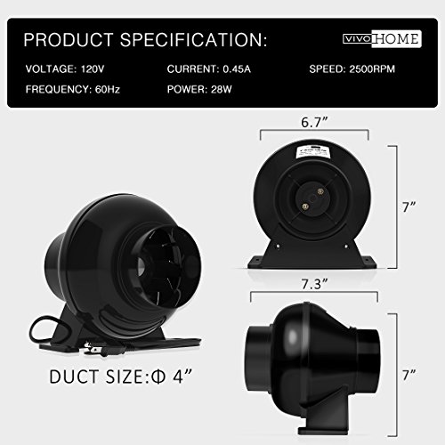 5 VIVOHOME+Plastic+Exhaust+Hydroponics+Ventilation