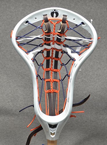 Blackfeet Lacrosse Orange JUICED Inspired by Syracuse U Mini Stick Traditional Strung Pita Pocket Brown Leathers - White Head with Orange Finish Handle