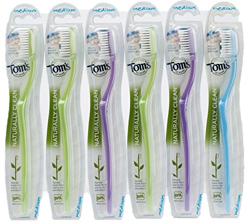 Tom's of Maine Naturally Clean Toothbrush, Medium, Pack of 6
