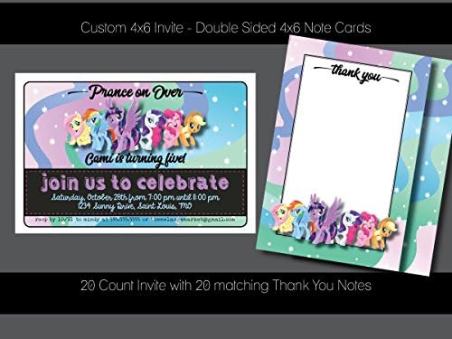 Custom Birthday Party Invitation - My Little Pony, with Matching Thank You Notes - 20 invites, 20 Thank You Notes - Personalized