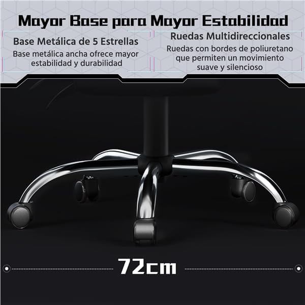Cadeira gaming com massageador Cadeira ergonómica de escritório preta