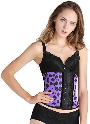 Ann Darling Women’s 3 Hooks Fajas Workout Latex Waist Trainer (Medium, Purple Animal Print)