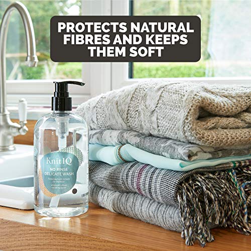 KnitIQ No Rinse Delicate Wash Liquid Detergent 16.9 Oz - Natural Wool Wash with Lanolin for Delicates and Knit Wool Fabric, Lavender Citrus Fragrance, 100 washes