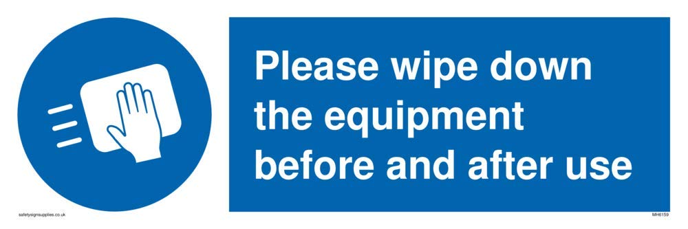 Please wipe down the equipment before and after use, 450mm x 150mm