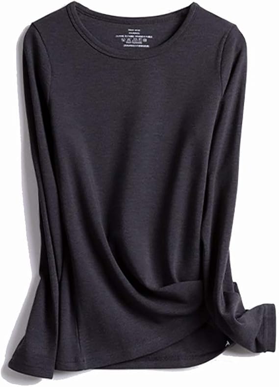 Amazon Jinchuan あったか インナー レディース 防寒肌着 シャツ 綿混 長袖 M グレー インナーシャツ 通販