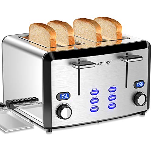 Toaster, Prime Rated Bread Toasters with Compact LED Display, Mirror