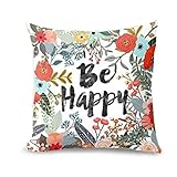 Pillow Cover, Jujunx Be Happy Surrounded With Flowers And Plants Personalized Sofa Pillow Cover