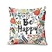 Pillow Cover, Jujunx Be Happy Surrounded With Flowers And Plants Personalized Sofa Pillow Cover