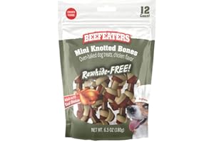 Beefeaters Mini Knotted Bone - Rawhide-Free, Real Chicken, No Artificial Flavors, Digestion-Friendly, Cleans Teeth, Ideal for Training
