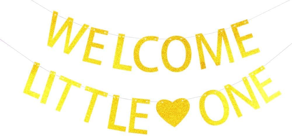 Welcome little one banner for baby shower baby birthday party decorations
