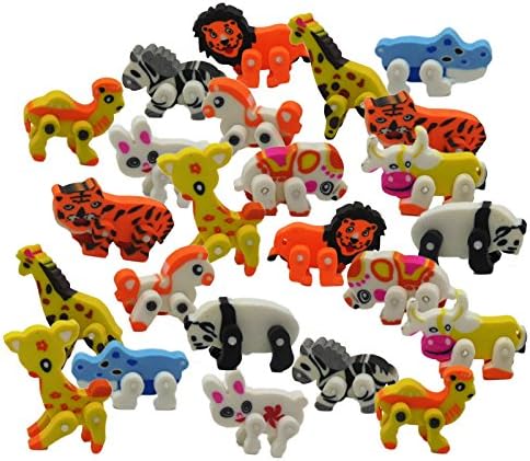 24pcs Kawaii Animal Eraser Joint for Set Figure Post Cute School Supplies Pencil Rubber Children Novelty Gifts Toys