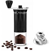 CEVING Space-Saving Manual Coffee Grinder with Foldable Handle, Black | Portable Hand Coffee Bean Mill with 56 Adjustable Settings &amp; Stainless Steel Burrs, Ideal for Travel, Camping, Pour Over