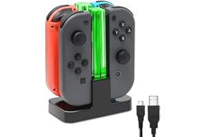 aibowey Controller Charging Dock for Nintendo Switch Joycon, 4 in 1 Joycon Charger with LED Indication and USB-C Cable, Fast 