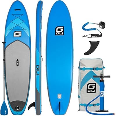 Gili 10'6 Inflatable Stand Up Paddle Board Package (10'6" Long 31" Wide 6" Thick): Includes Paddle, Backpack, SUP Coiled Leash & Pump