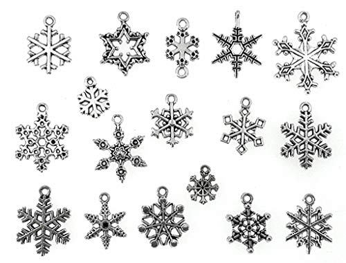 Kinteshun Assorted Christmas Snowflake Charms Xmas Pendant for Holiday DIY Jewelry Making Findings(100 Grams,About 90pcs,Silver Tone) - Thumbnail 7