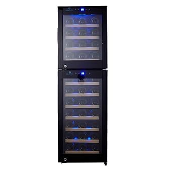 Cavecool Wine Fridge Space For 53 Bottles Dual Zone Black