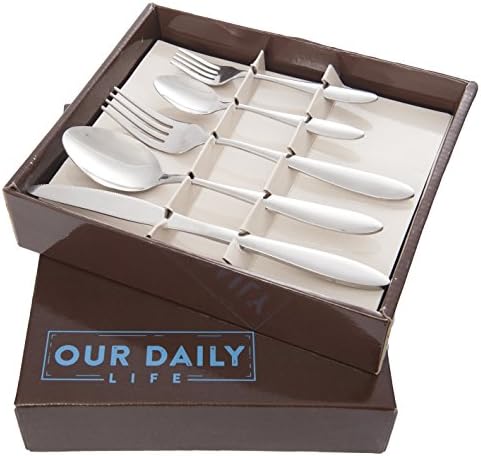 Flatware Service for 4 - 20 Pcs Silverware Set Made of Durable 18/10 Stainless Steel Polished Table Spoon, Fork, Knife, Dessert-Fork &amp; Teaspoon - Dishwasher Safe Cutlery Kitchen Utensils -Bonus E-book