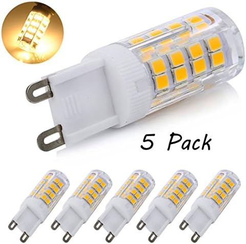 G9 LED Dimmable Light, Bi-pin Base, Warm White 3000k,4W ( 40W Halogen Equivalent ) T4 JD Type LED G9 Bulb, 350-400LM, AC100V-130V, For Corn Crystal Light for Livingroom Bedroom Lighting(5 pack)