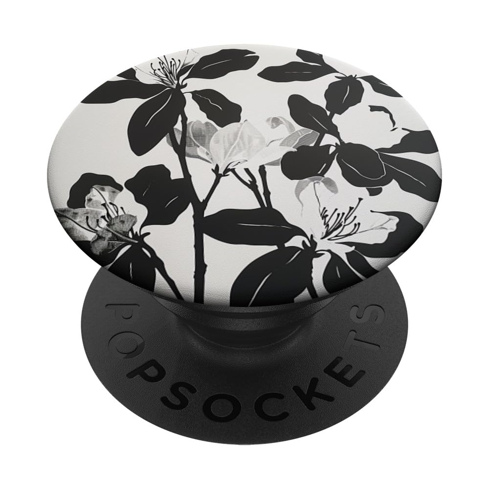 Floral Black & White Cute Rhododendron Flower Lover PopSockets Swappable PopGrip