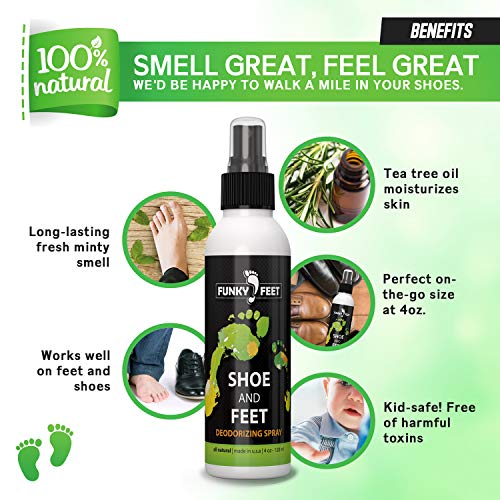 Funky Feet Foot Odor Spray Shoe Spray Deodorizer & Odor Eliminator
