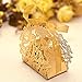 ponatia 50 Pieces/Lot Laser Cut with Ribbon Wedding Party Favor, Wedding Gift Bags Chocolate Candy and Gift Boxes (Bright Gold)