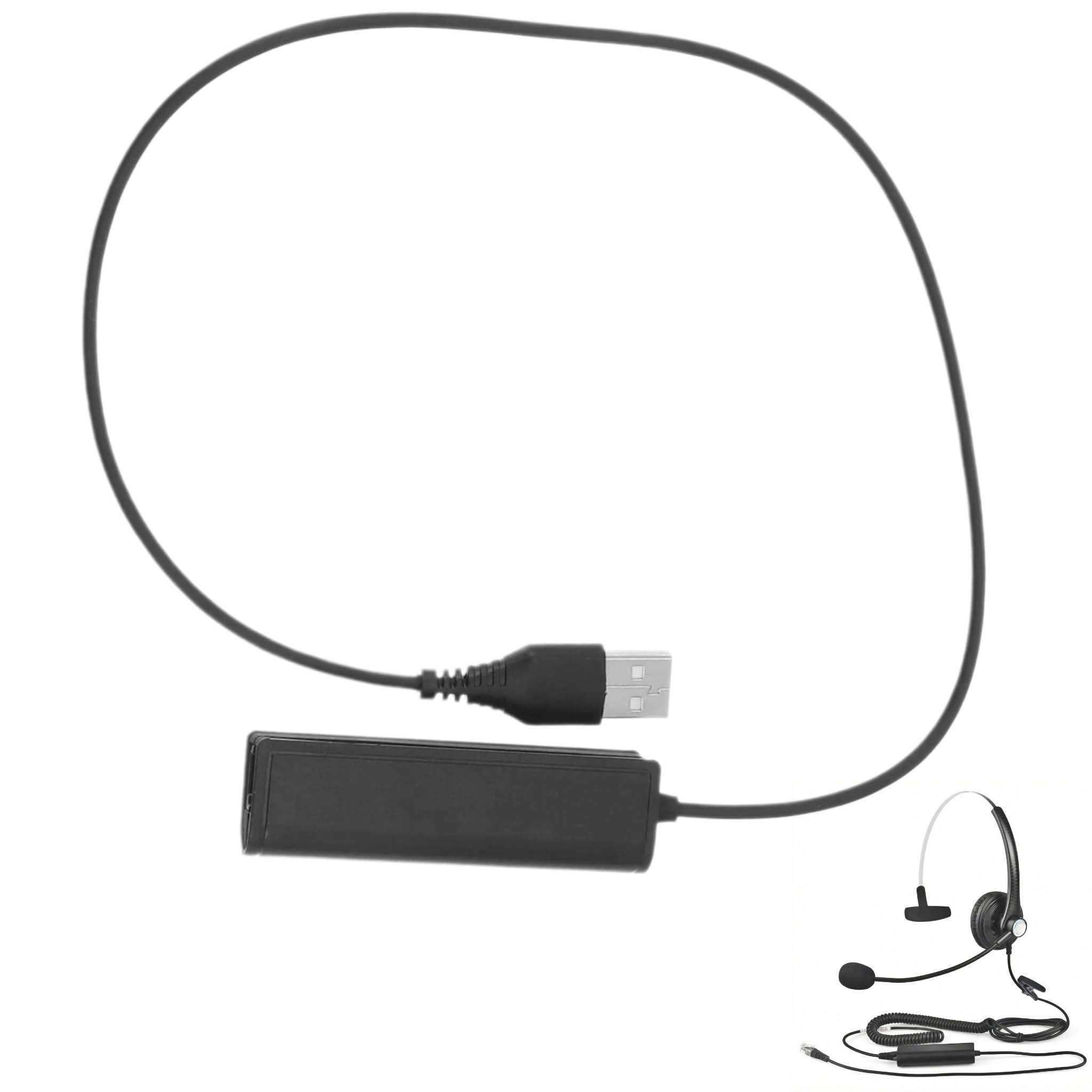 Milisten RJ9 to USB Adapter: Use Professional Office Headsets with PC/Laptop - Plug & Play Converter - Reliable Audio for Work from Home & Call Centres
