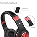 Vomercy Over Ear Headphones with Microphone Heavy Bass Stereo Adjustable Headsets for iPhone iPad iPod Android Smartphones Laptop Tablets Computer MP3/4 (Red-1)