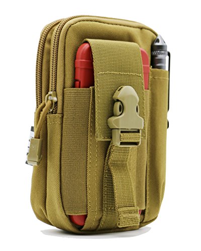 LefRight Tactical Molle Pouch EDC Utility Gadget Belt Waist Bag with Smart Phone Holster Holder for iPhone 6s Plus (Khaki) - Thumbnail 6