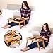 Nnewvante Laptop Desk Super Top Laptop Table 100% Bamboo Desk Adjustable with USB Fan2 Foldable Breakfast Serving Bed Tray Drawer